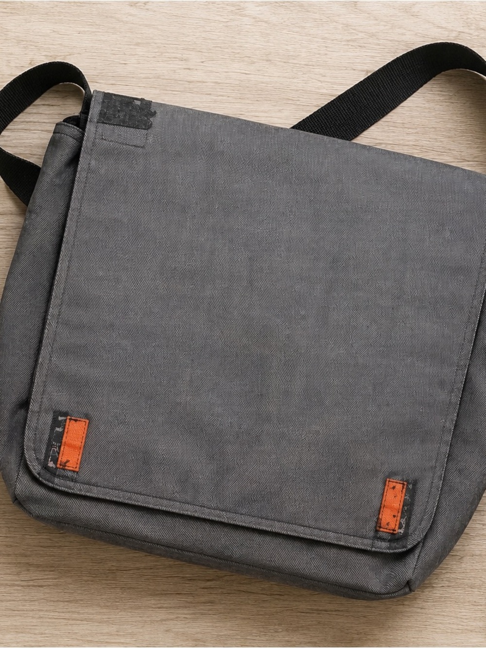G by Guess Gray Messenger Bag with Orange Accent Tabs